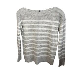 Banana Republic womens linen gray white stripe boatneck sweater. Size M nautical